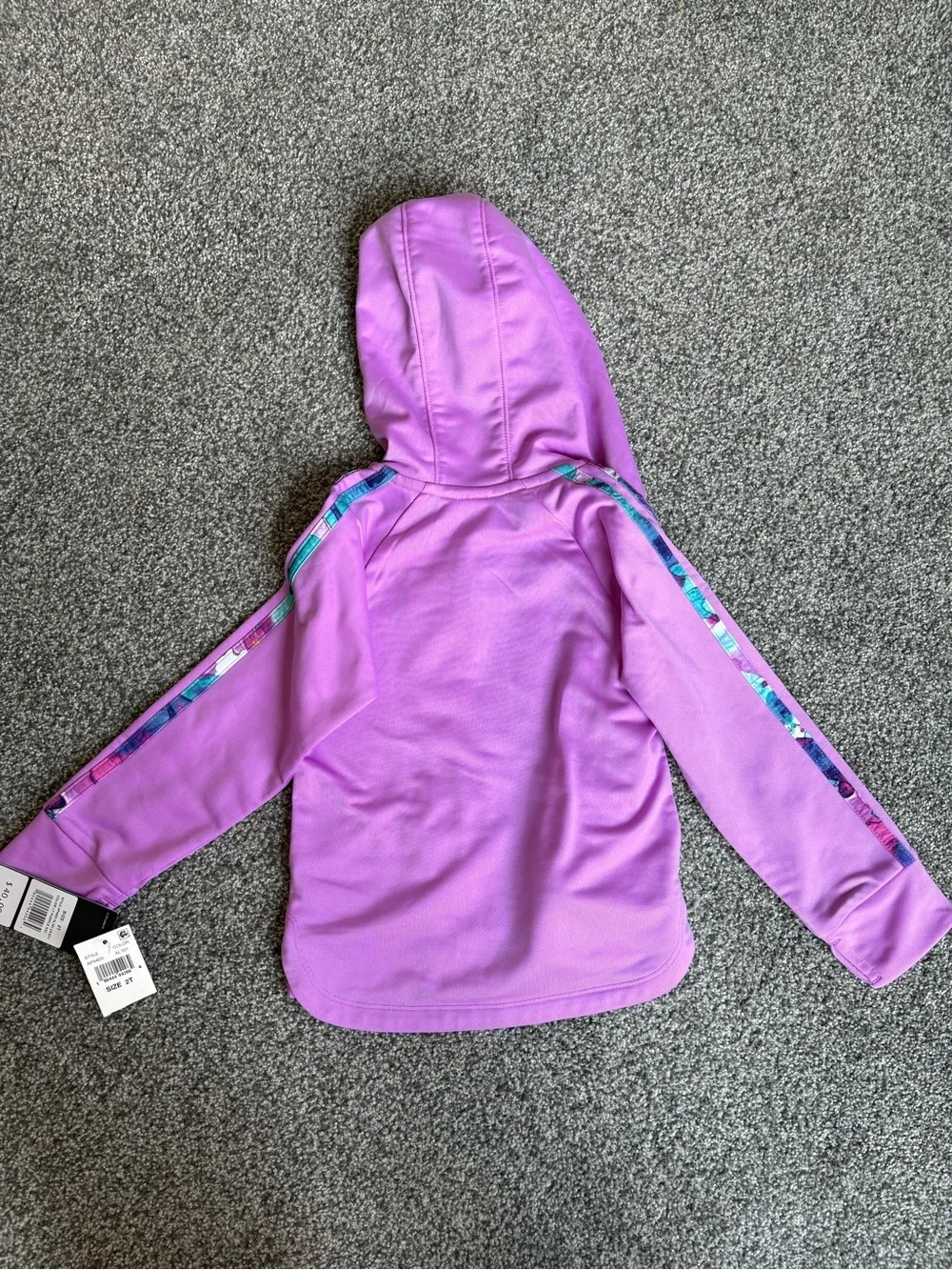 NWT Adidas 2T Girls' Long-Sleeve Full-Zip Purple Tricot Jacket Printed Stripes